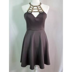 Speechless Black Halter Cage Neck Dress Size: 5 Prom Hoco Y2K Skater Dance Dress